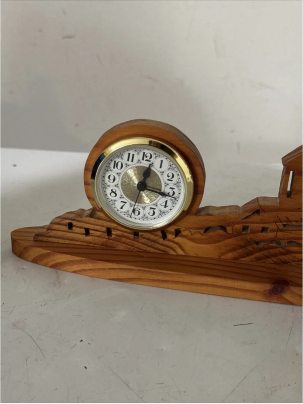 Vintage Lazer Carved Wooden Rooster Clock Intricate Design Handmade 14” Unique